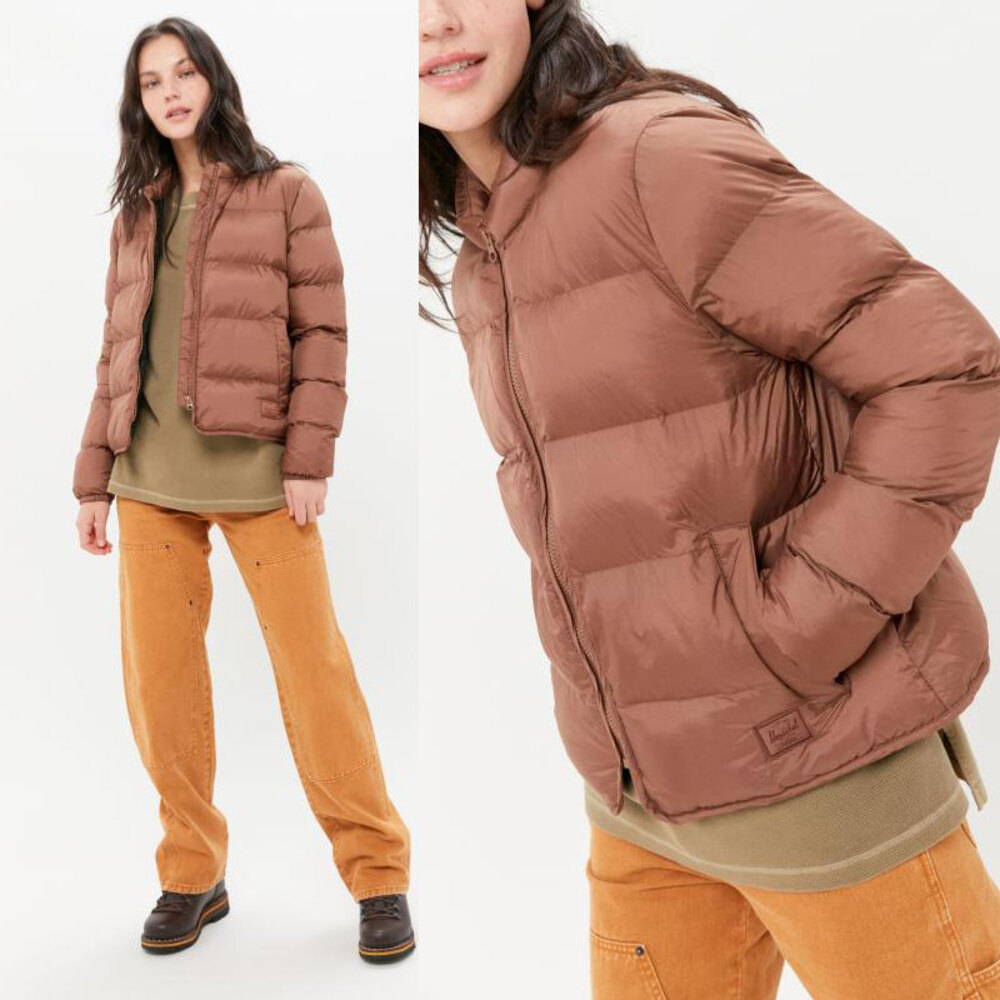 HERSCHEL SUPPLY CO Water Resistant Featherless Puffer Jacket in Brown Size L
